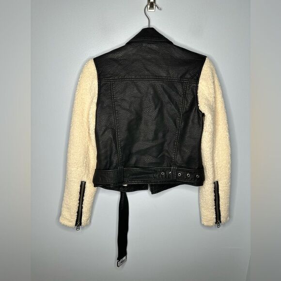 Pistola Anita Faux Leather Moto Jacket with Sherpa Sleeve size XS - Picture 7 of 9
